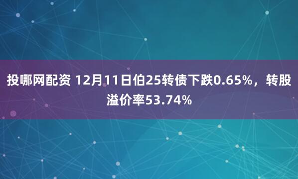 投哪网配资 12月11日伯25转债下跌0.65%，转股溢价率53.74%